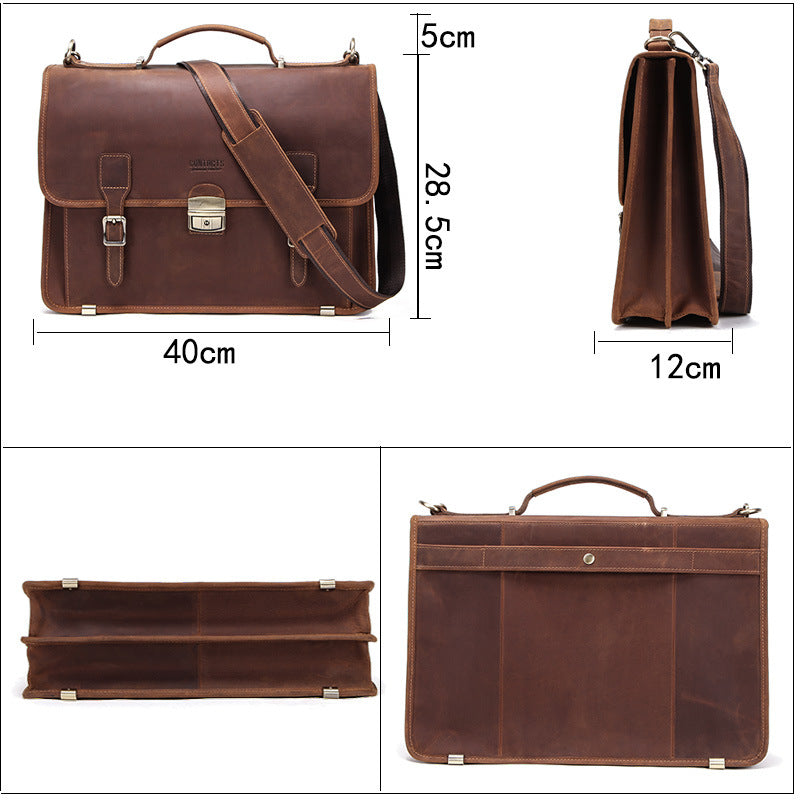 14 Inch Laptop Leather Men's Business Briefcase