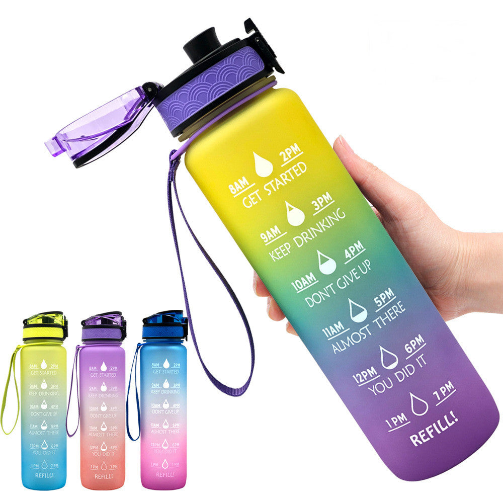 1L Tritan Water Bottle With Time Marker Bounce Motivational Cover