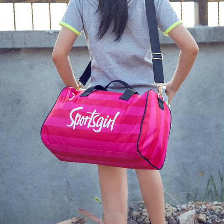 Sportsgirl Travel Bag Striped Women's Portable Large Capacity