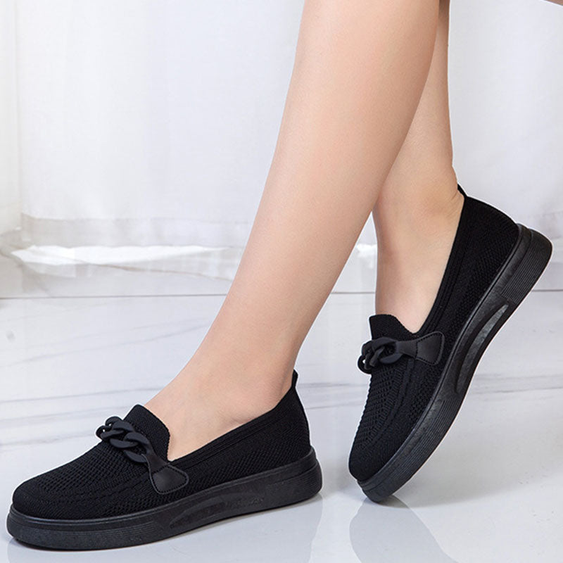 Chain Flats Shoes For Women Slip On Round Toe Comfortable Shoes