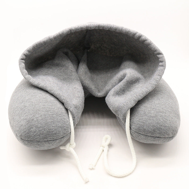 Airplane Travel Hooded U-Shaped Pillow