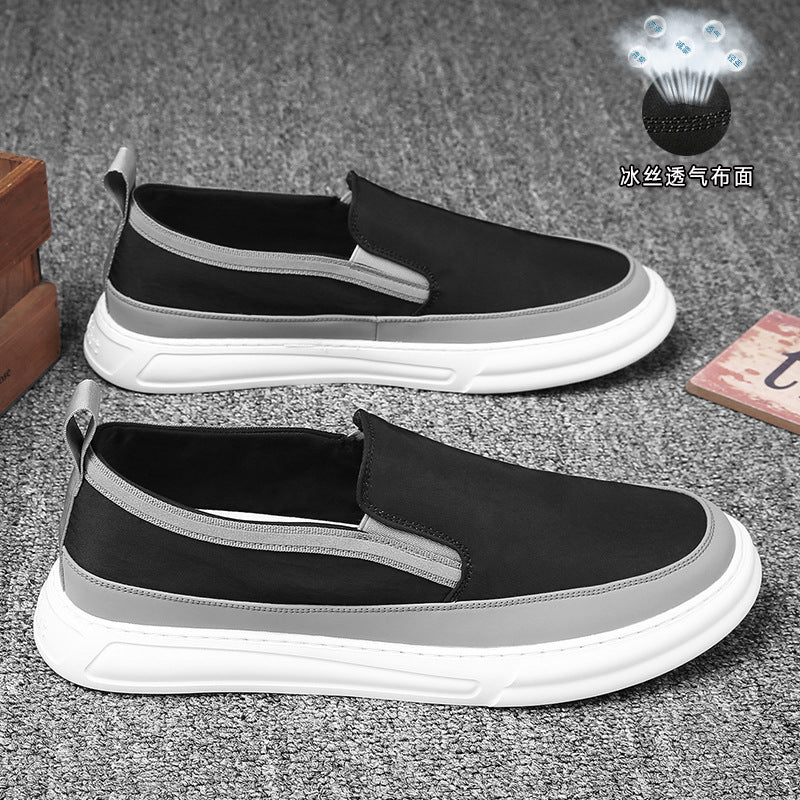 Men Sneakers Casual Breathable Light Loafers Men Black Gray Sweat Absorbent Flat Shoes Men Slip-On Anti-odor Shoes