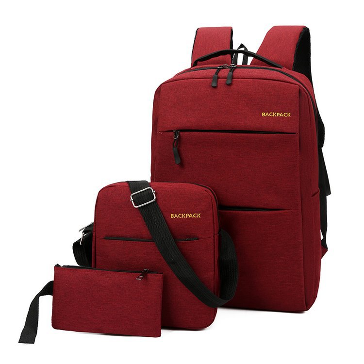 New Casual Men's Backpack Three-piece Outdoor Travel Computer Backpack 