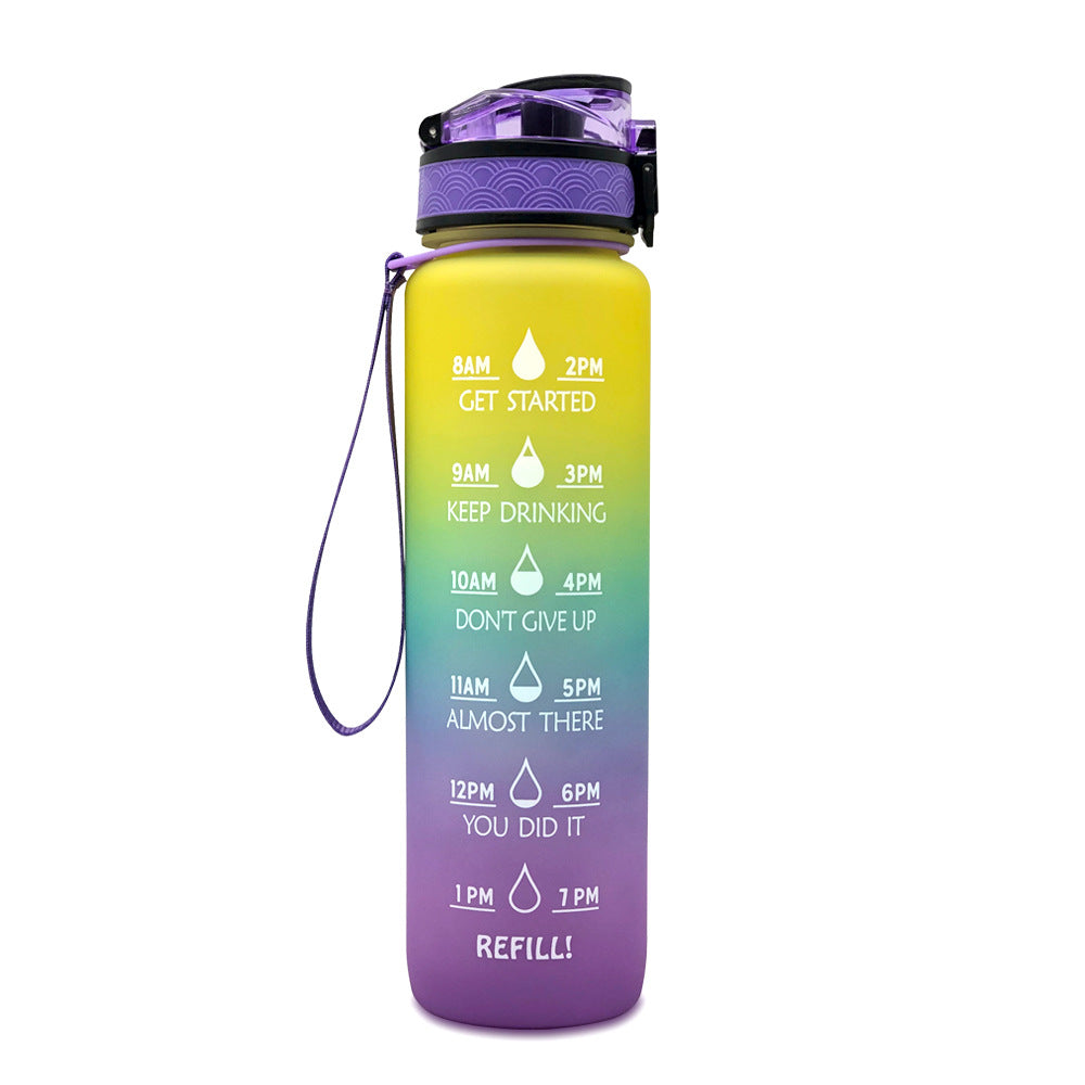 1L Tritan Water Bottle With Time Marker Bounce Motivational Cover