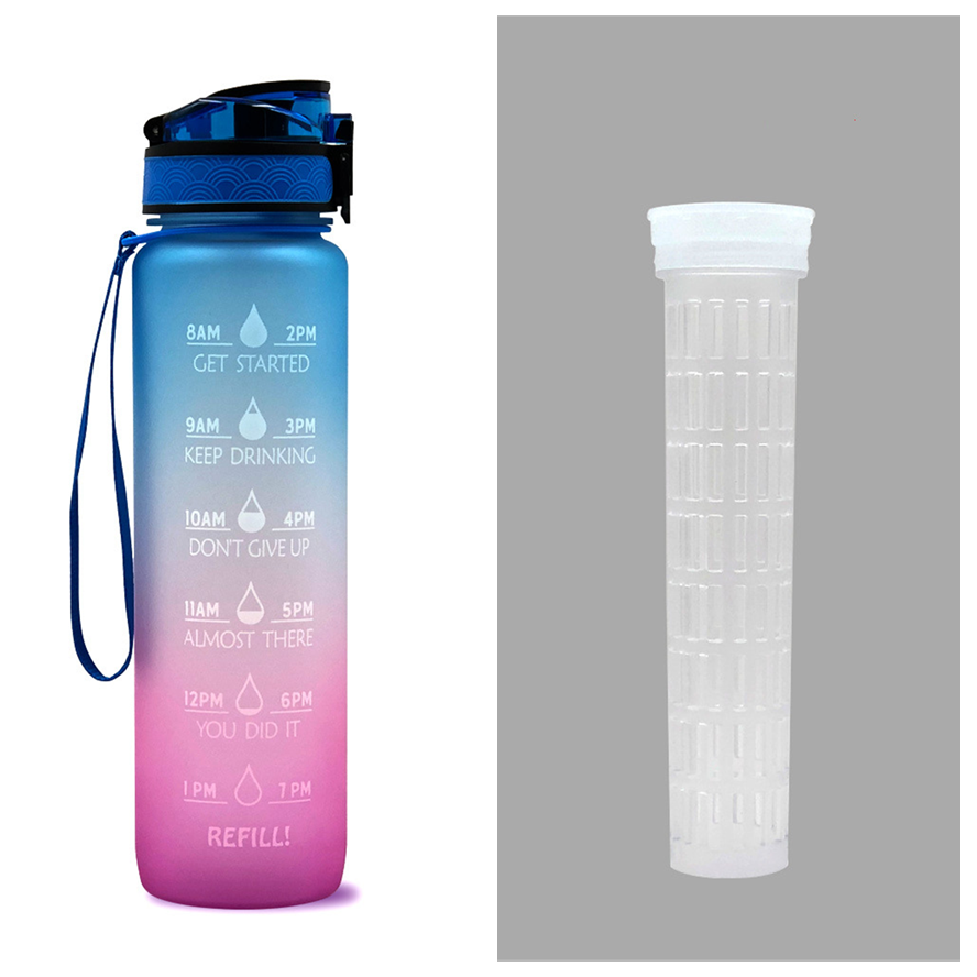 1L Tritan Water Bottle With Time Marker Bounce Motivational Cover