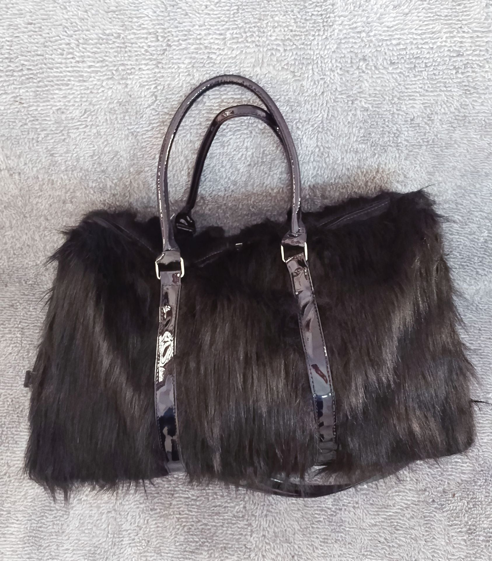 Laser Symphony  Faux Fur Plush Oversized Travel Bag