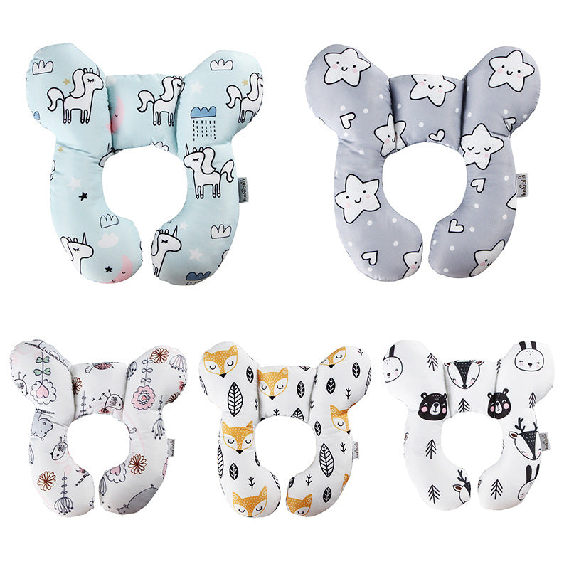 Cartoon Pattern Baby U-shape Travel Pillow Neck Protector.