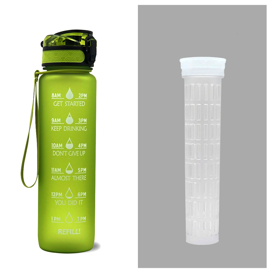 1L Tritan Water Bottle With Time Marker Bounce Motivational Cover